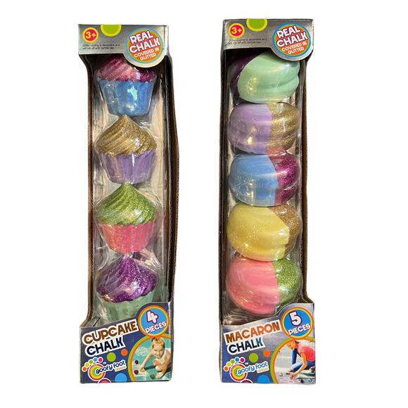 2 Packages Real Chalk Covered Glitter Cupcake Macaron - Picture 1 of 2